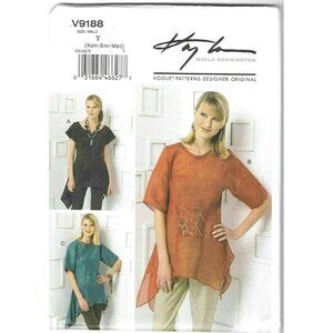 Sewing Pattern Vogue V9188 Kayla Kennington Designer Handkerchief-Hem Tops XS-M
